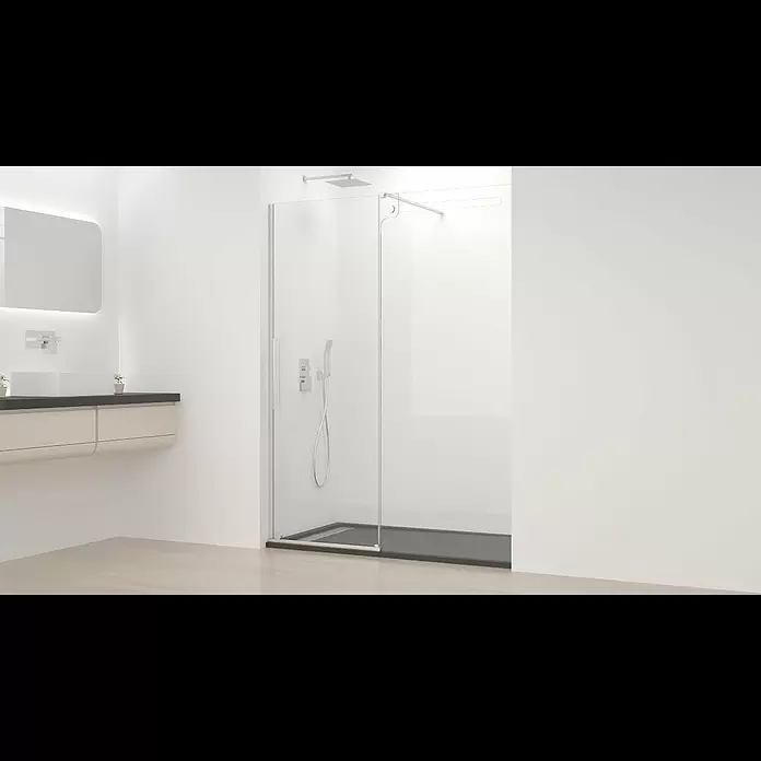 GME Mampara de ducha frontal Vetrum Spazio - 190 x 202 cm, Espesor de vidrio: 10 mm, Cromo - Mampara de Ducha VETRUM de Alta Gama | Vidrios 10/8 mm - GME