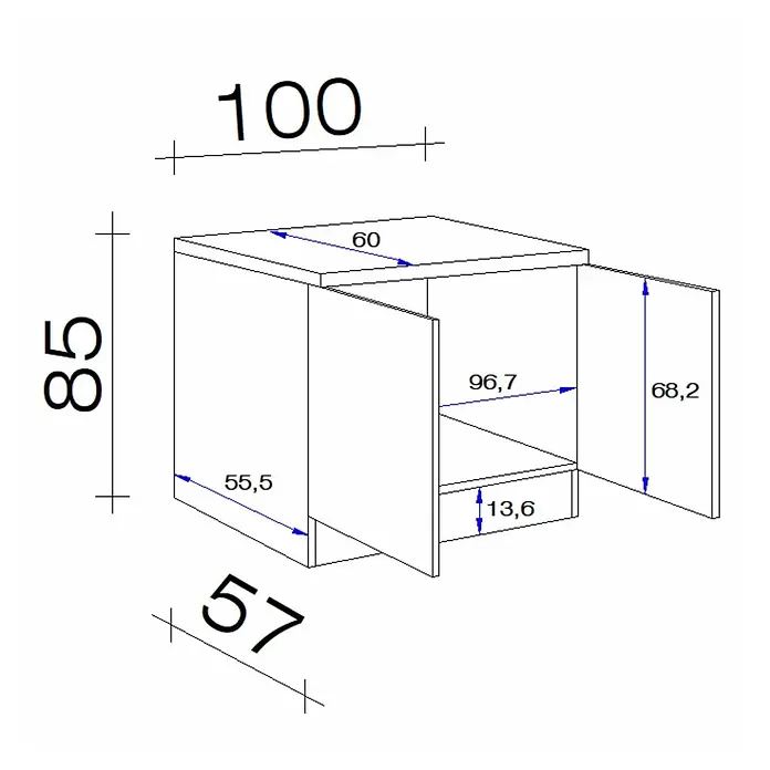 Flex-Well Lund Spülenunterschrank - B x T x H: 100 x 60 x 85 cm, Lichtgrau - Küchenunterschrank mit zwei Türen, Einlegeboden und Schublade, Maße 100x85x57cm (BxHxT).