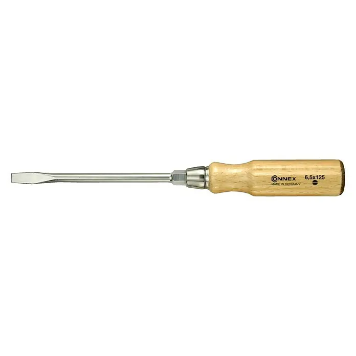 Connex Destornillador COX321035 - SL 3,5 mm, Longitud de la hoja: 75 mm - Destornillador plano con mango de madera, ideal para trabajos de precisión. La herramienta es robusta y cómoda de sujetar.