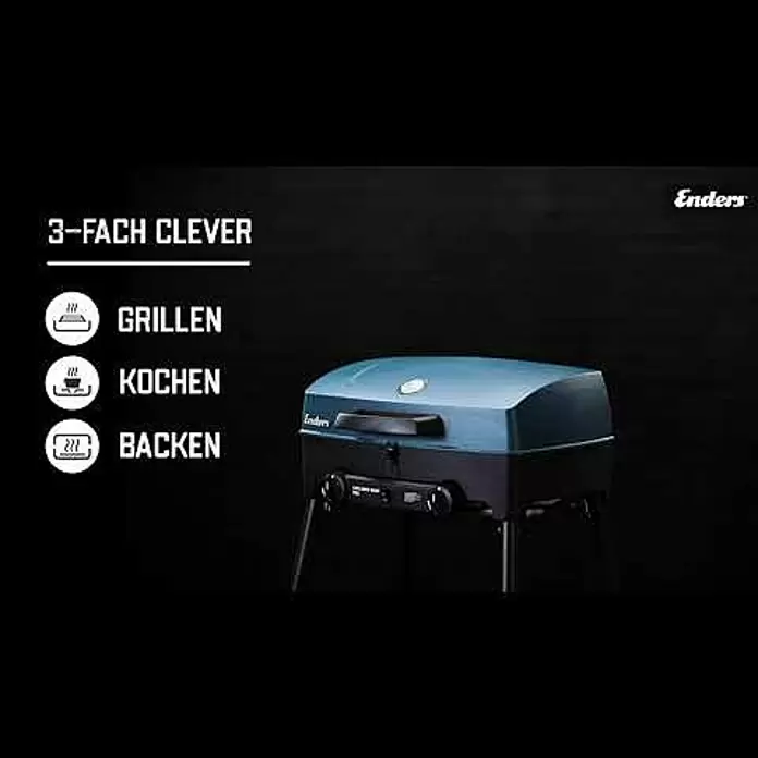 Enders Gasgrill Next Pro - Grillfläche (B x T): 48 x 32 cm, 4,4 kW, Anzahl Brenner: 2 Stk. - Enders EXPLORER NEXT PRO // Grillen Kochen und Backen// Campinggrill 2-Brenner