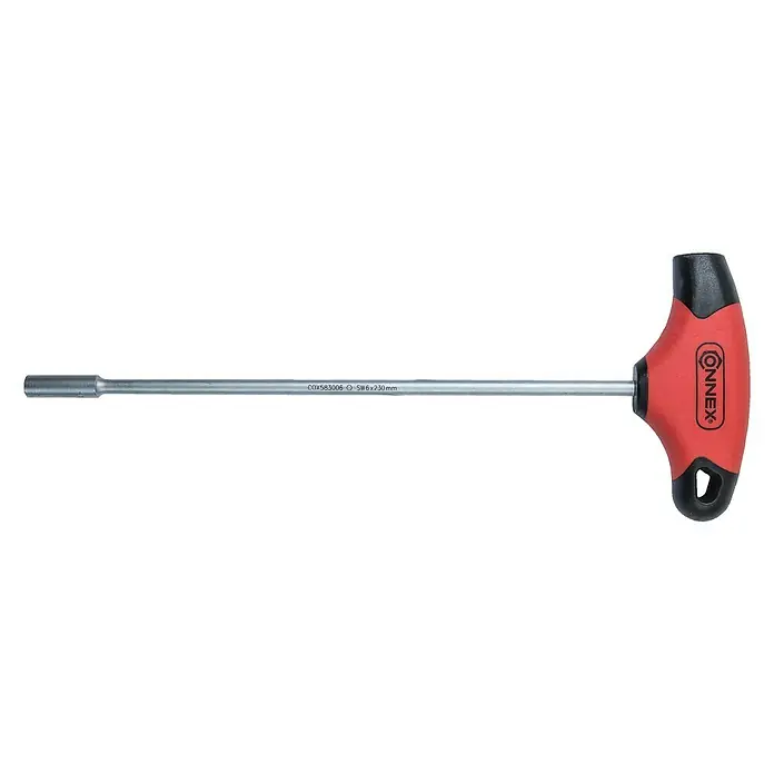 Connex Destornillador de llave de vaso COX583006 - Largo: 230 mm - Llave de vaso con mango en T de Connex con mango rojo para atornillar sin esfuerzo en lugares de difícil acceso.