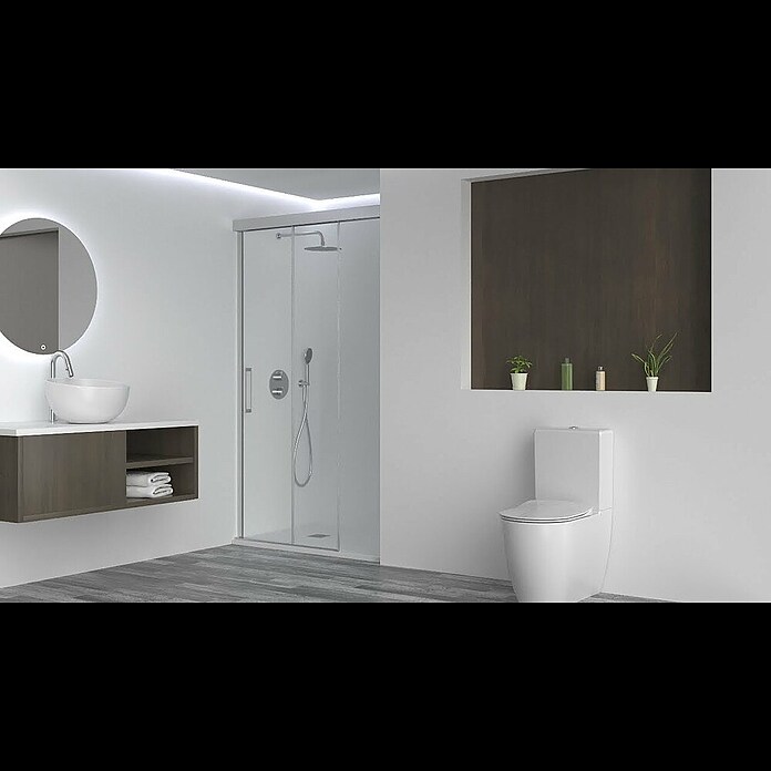 GME Mampara de ducha esquinera Trio frontal + lateral (L x An x Al: 70 x 110 x 195 cm, Vidrio transparente, Espesor: 6 mm, Acero) | BAUHAUS