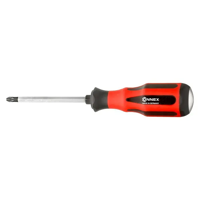 Connex Destornillador COX356012 - PZ 2, Longitud de la hoja: 100 mm - Imagen de un destornillador Phillips Connex con mango rojo y la inscripción "Made in Germany".