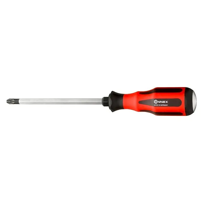 Connex Destornillador COX356013 - PZ 3, Longitud de la hoja: 150 mm - Un destornillador Phillips Connex con mango rojo y negro.