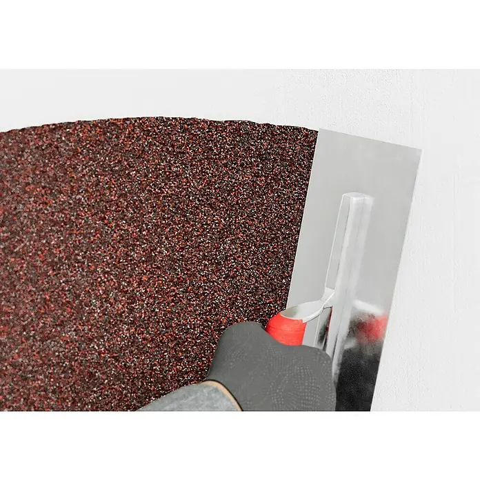 Probau WDVS-Buntsteinputz - Weiß/Rot/Schwarz, 25 kg - Auftragen von dekorativem Rollputz mit einer rostfreien Glättkelle für eine stilvolle Wandgestaltung.