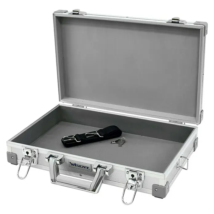 Wisent Universalkoffer - L x B x H: 400 x 250 x 90 mm, Schwarz/Rot/Grün/Blau - Silberner Aluminiumkoffer mit Zubehör, ideal für sichere Aufbewahrung und Transport. Robuste Bauweise und praktischer Verschluss.