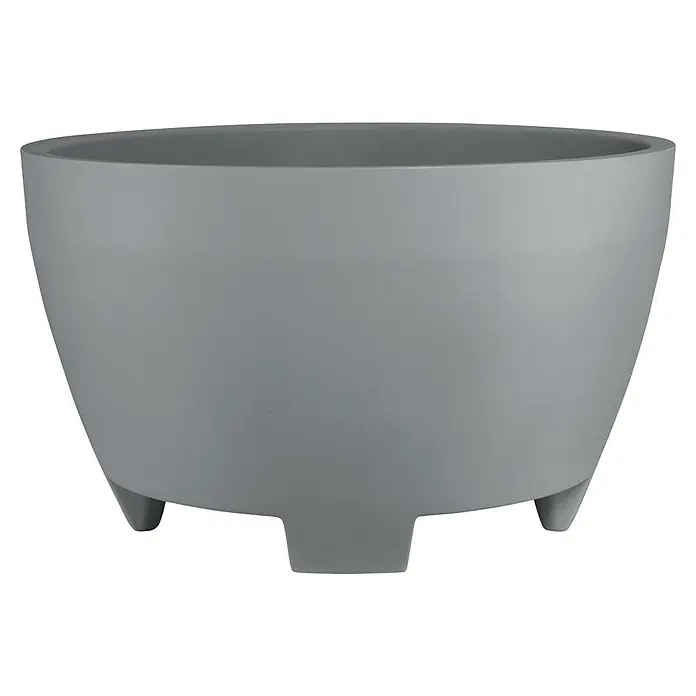 Geli Pflanzkübel rund Megalos - Außenmaß (Ø x H): 98 x 58 cm, Kunststoff, Betongrau - Grauer Blumentopf aus Kunststoff mit drei Füßen. Ideal für den Innen- und Außenbereich und ein stilvolles Accessoire für jede Pflanze.