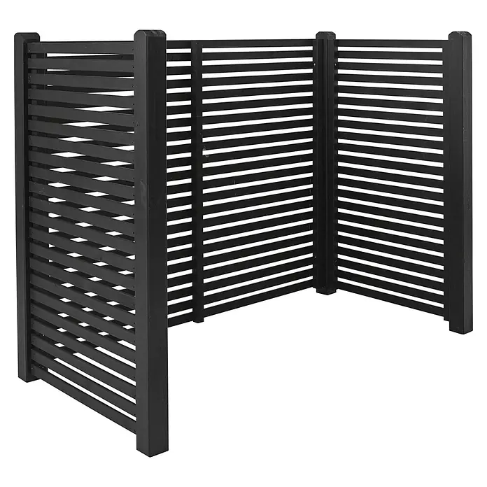 Plus Mülltonnenverkleidung Tokyo - Holz, Schwarz, Geeignet für Anzahl Mülltonnen: 2 Stk. - Moderne, schwarze Mülltonnenbox aus Holz mit horizontalen Lamellen, die eine stilvolle und diskrete Aufbewahrung im Außenbereich ermöglicht.