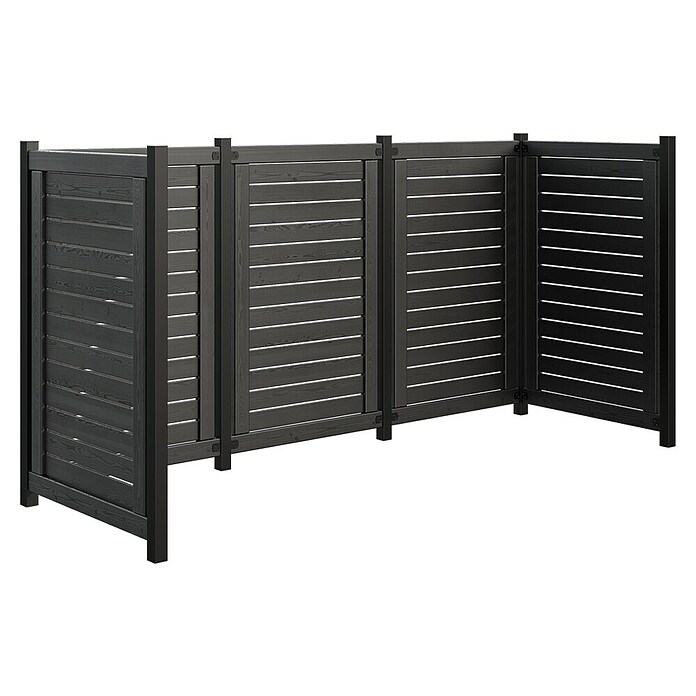 Plus Mülltonnenverkleidung Lund (L x B x H: 245 x 85 x 124 cm, Schwarz, Geeignet für Anzahl Mülltonnen: 3 Stk.) | BAUHAUS