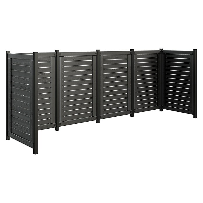 Plus Mülltonnenverkleidung Lund (L x B x H: 325 x 85 x 124 cm, Schwarz, Geeignet für Anzahl Mülltonnen: 4 Stk.) | BAUHAUS
