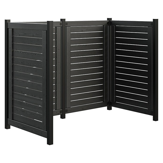 Plus Mülltonnenverkleidung Lund (L x B x H: 165 x 85 x 124 cm, Schwarz, Geeignet für Anzahl Mülltonnen: 2 Stk.) | BAUHAUS