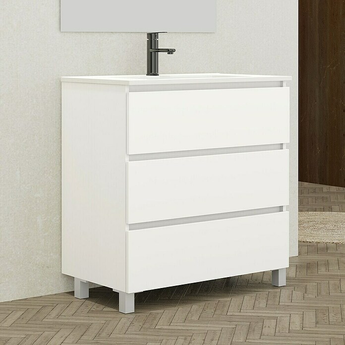 Conjunto de mueble de baño Inter (Ancho: 80 cm, Blanco, Mate, 4 pzs.) | BAUHAUS