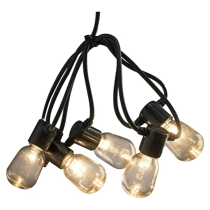 Konstsmide LED-Lichterkette - Außen, Lichtfarbe: Bernstein, Netzbetrieben - Lichterkette mit Edison-Glühbirnen für den Innen- und Außenbereich, ideal zur Dekoration von Gärten, Terrassen oder Innenräumen.