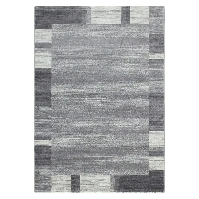 Kurzflorteppich Feeling 500 - Silber, 290 x 200 cm, 100 % Polypropylen (Flor) - Grauer Teppich mit geometrischen Mustern und rechteckigem Design, ideal für moderne Wohnräume und zur stilvollen Aufwertung des Interieurs.