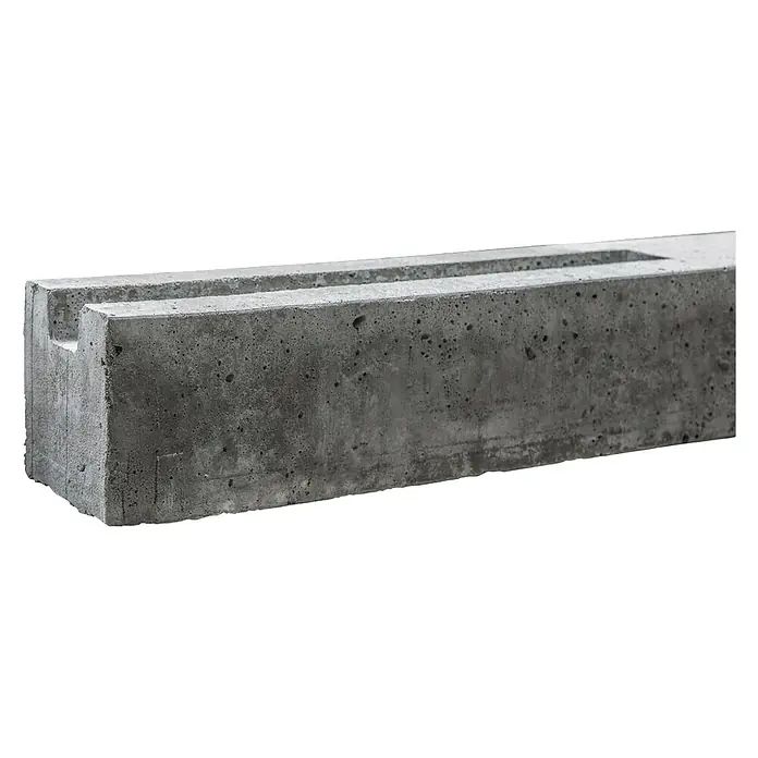 Beckers Betonzaun Zaunpfosten Standard - 11 x 11 x 290 cm, Betongrau, Beton, Anfangspfosten - Grauer Betonbordstein mit Aussparungen, ideal für den Garten- und Landschaftsbau. Robust und langlebig.