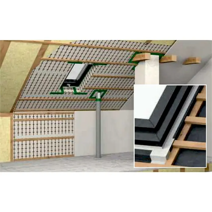 Probau Klebeband Systape - 25 m x 60 mm - Isolierung eines Dachbodens mit Dämmmaterial und einer Dachluke, um Energieeffizienz zu gewährleisten und Wärmeverluste zu reduzieren.