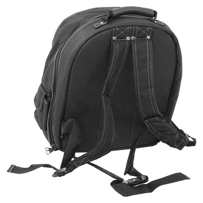 Hepco & Becker Werkzeugrucksack Polytex 5850 - 31 l, Polyester - Nahaufnahme eines schwarzen Rucksackes mit verstellbaren Trägern und einem Tragegriff auf der Oberseite.