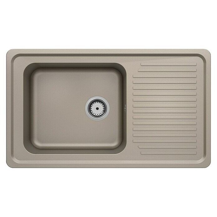 Carea Einbauspüle (86 x 50 cm, 1 Becken, CAREAlith®, Taupe)