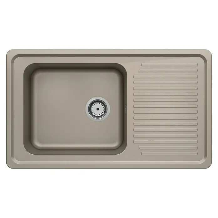 Carea Einbauspüle Venus - 86 x 50 cm, Taupe - Spüle aus Verbundmaterial mit Abtropffläche. Ideal für die moderne Küche, robust und langlebig.