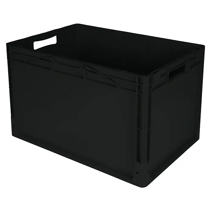 BAUHAUS Eurobox - 76 l, L x B x H: 60 x 40 x 40 cm, Geschlossen, Schwarz - Schwarze Kunststoffbox mit Griffen und verstärkten Ecken für Lagerung und Transport.