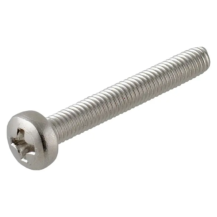 Zylinderschraube A2 - M 4, Länge: 10 mm, 8 Stk., Edelstahl - Nahaufnahme einer silbernen Senkkopfschraube mit Torx-Antrieb, die auf einem schwarzen Hintergrund liegt.