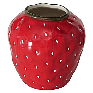 Boltze Vase Strawberry (Ø x H: 14 x 16 cm, Keramik, Rot/Grün)