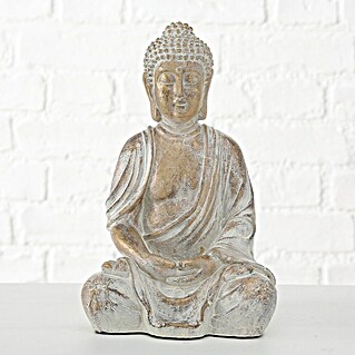 Buddha Figur  (20 x 15 x 31 cm, Weiß/ Gold, Kunstharz)