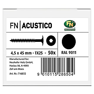 FN Neuhofer Schrauben FN Acustico TX25 (50 Stk., Schwarz RAL 9011)