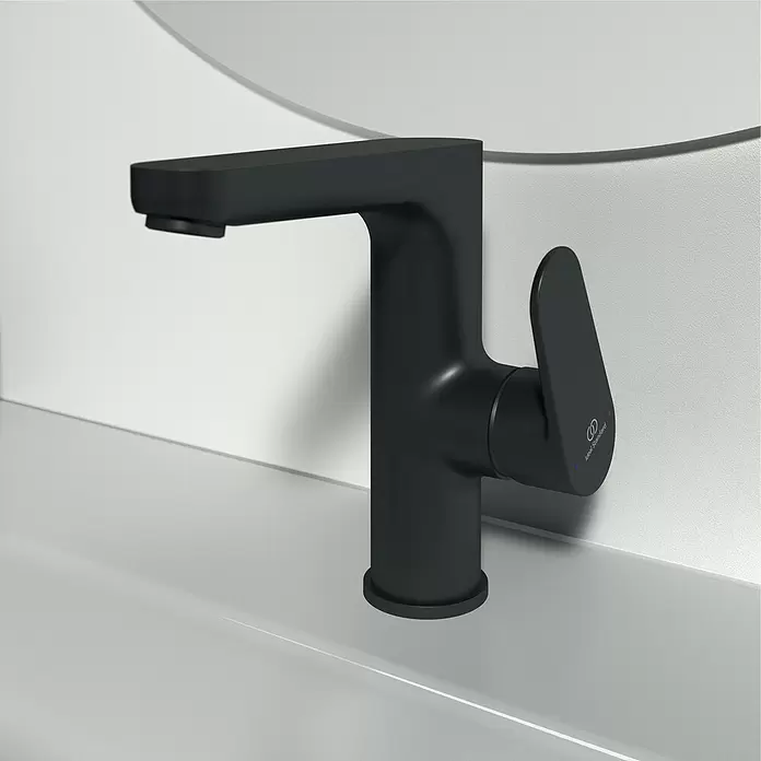 Ideal Standard Cerafine O Grifo de lavabo - Negro, Mate, Sin juego de desagüe - Grifo monomando de lavabo negro mate con diseño moderno.