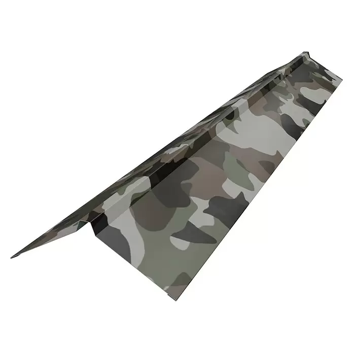 Metdach Dachfirst Gerade PP12 - Camouflage, Länge: 100 cm, Stahl - Camouflage-Muster Blechverkleidung, gewinkelt für Dach- oder Wandleisten.
