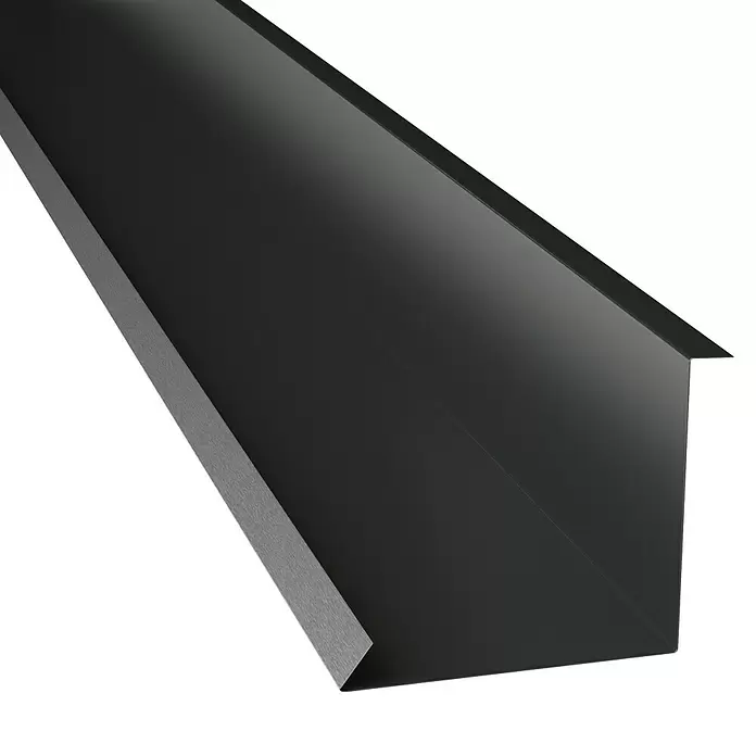 Metdach Innengiebelblech - Schwarz, 200 x 11,5 x 10 cm, Stahl - Schwarzes, mattes Metallprofil mit U-förmigem Querschnitt.