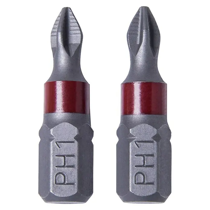 Connex Punta COXT973041 - PH 1, 25 mm - Dos puntas de destornillador PH1 grises con banda roja, perfectas para trabajos de atornillado de precisión.