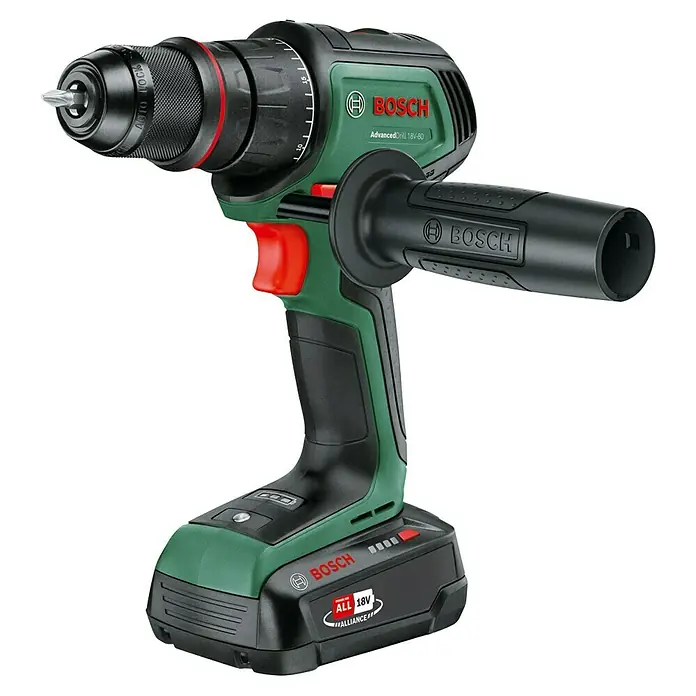 Bosch Power for All 18V Akku-Bohrschrauber AdvancedDrill 18V-80 QuickSnap - 18 V, 1 Akku, 2,5 Ah, 78 Nm - Akku-Bohrschrauber AdvancedDrill 18V-80 von Bosch mit ergonomischem Zusatzhandgriff und Akku für komfortables und präzises Arbeiten.