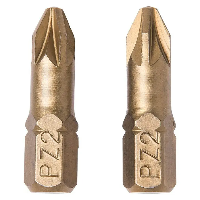 Connex Punta COXT973852 - PZ 2, 25 mm - Dos puntas de destornillador PZ2 de color dorado. Perfectas para atornillar con precisión y versátiles en su uso.