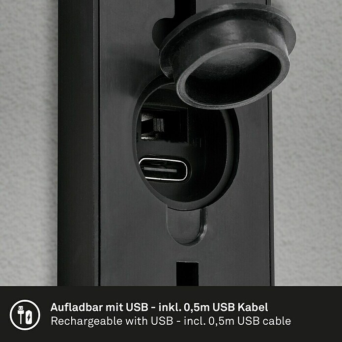 Briloner Akku-Wandleuchte Lima (15,5 x 7 x 8 cm, Schwarz, Warmweiß, 6 W, IP44) | BAUHAUS