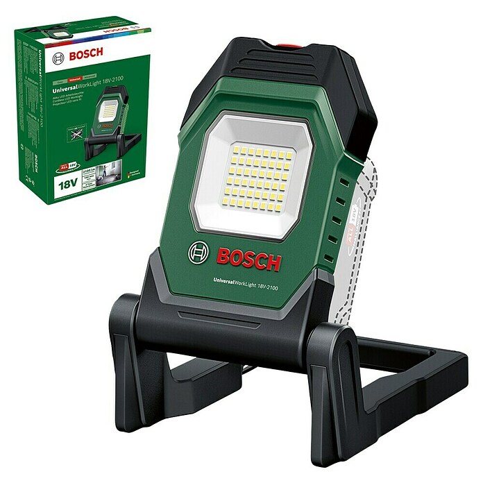 Bosch Power for All 18V Akku-Lampe UniversalWorkLight 18V-2100 (18 V, Ohne Akku, 3 Helligkeitsstufen) | BAUHAUS