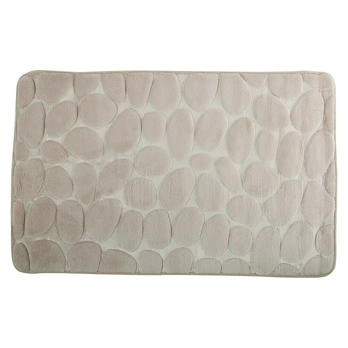 MSV Alfombra de baño Piedras - 60 x 40 cm, Poliéster, Beige - Alfombra de baño beige con patrón de guijarros para baño y aseo, suave y absorbente para mayor comodidad y seguridad.