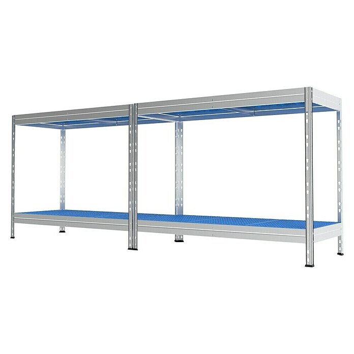 Metallregal Horeca (H x B x T: 180 x 110 x 50 cm, Anzahl Böden: 4 Stk., Stecken, Silber/Blau) | BAUHAUS