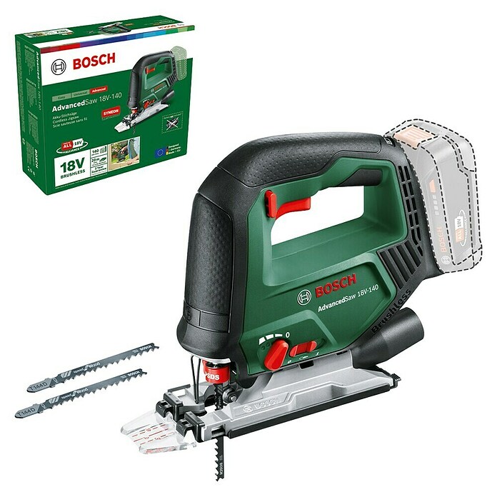 Bosch Power for All 18V Akku-Pendelhubstichsäge Advanced Saw 18V-140 (18 V, Ohne Akku, Leerlaufhubzahl: 0 Hübe/min - 3.000 Hübe/min) | BAUHAUS