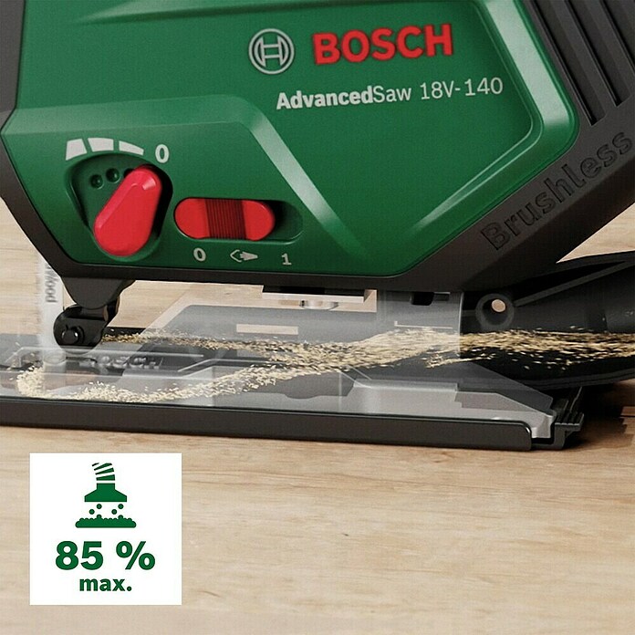 Bosch Power for All 18V Akku-Pendelhubstichsäge Advanced Saw 18V-140 (18 V, Ohne Akku, Leerlaufhubzahl: 0 Hübe/min - 3.000 Hübe/min) | BAUHAUS