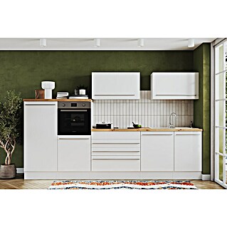 Respekta Premium Küchenzeile Gabriel (Breite: 320 cm, Weiß, Mit Elektrogeräten, Induktionskochfeld mit integrierter Dunstabzugshaube)
