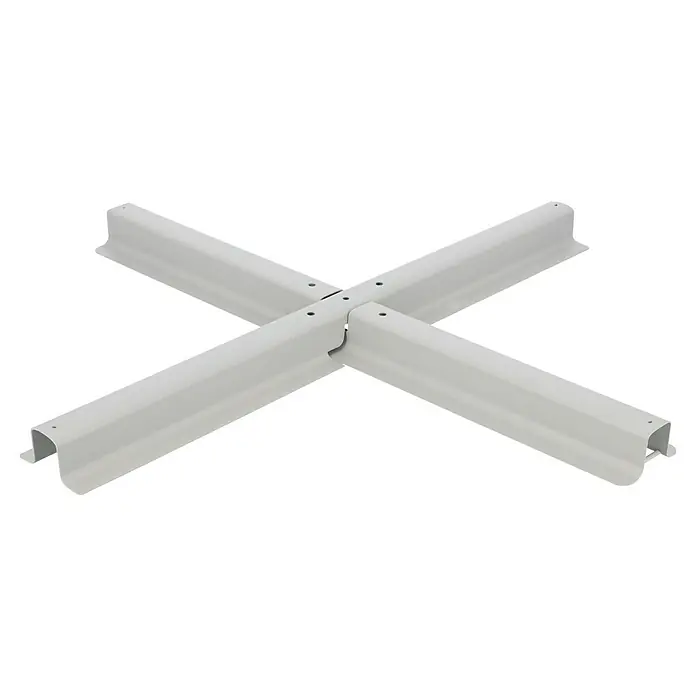 Ersatz-Plattenständer - Lichtgrau, Passend für: Sunfun Ligurien Ampelschirmgestell - Nahaufnahme einer grauen, kreuzförmigen Basis für einen Sonnenschirmständer, ideal für den Garten oder die Terrasse, für einen stabilen Halt.