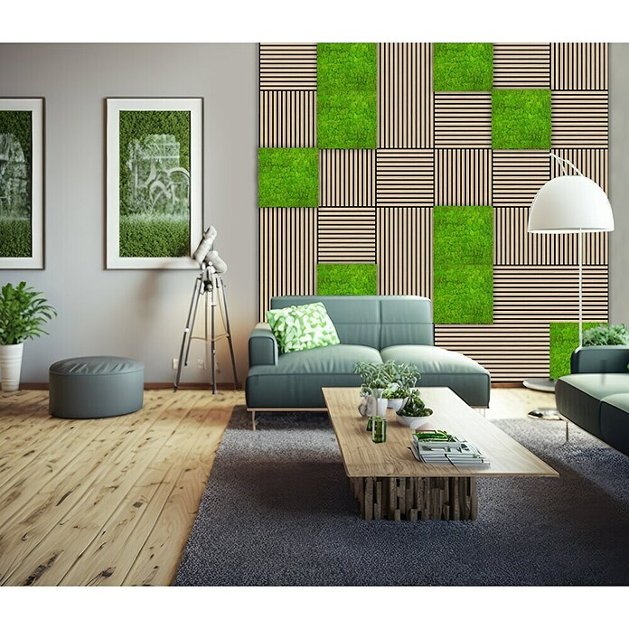 Jangal Wandpaneel Modular Wall Moos (Bright Green, 520 x 520 x 30 mm) | BAUHAUS