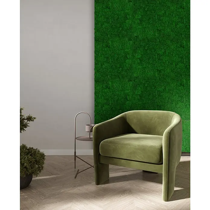 Jangal Wandpaneel Modular Wall Moos - Nature Green, 520 x 520 x 30 mm - Dieser einladende grüne Sessel bietet Komfort und Stil. Er fügt sich nahtlos in moderne Wohnräume ein und sorgt für eine entspannte Atmosphäre.