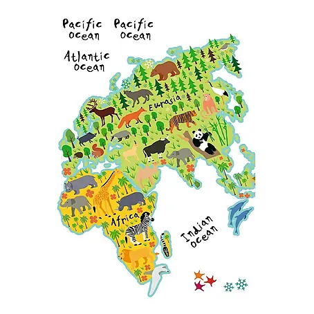 Adhesivos decorativos Mapa Animales
