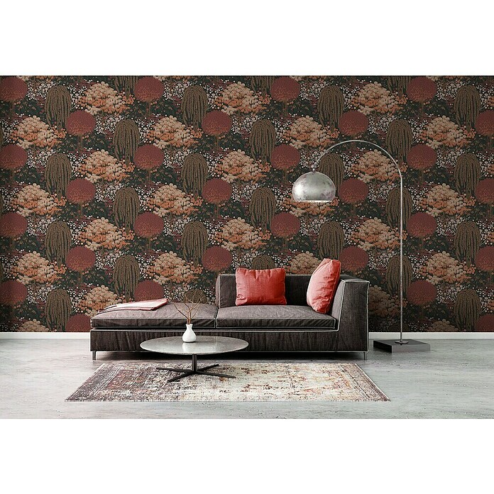 AS Creation Famous Garden Vliestapete (Schwarz-Rot-Rosa, Floral, 10,05 x 0,53 m) | BAUHAUS