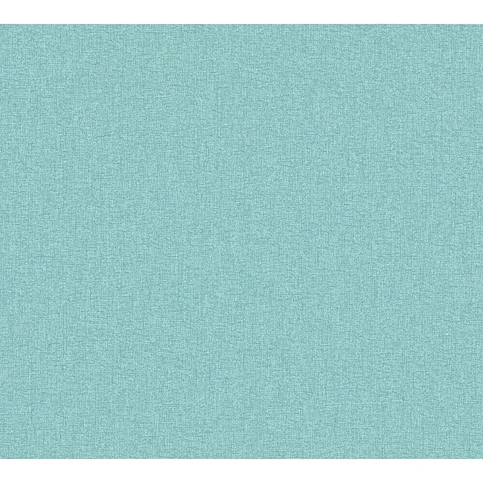 A.S. Création Famous Garden Vliestapete - Türkisblau-Hellblau, Uni, 10,05 x 0,53 m - Feiner, helltürkisfarbener Stoff mit dezenter Textur für vielseitige Designprojekte, ideal für Bekleidung und Heimtextilien.