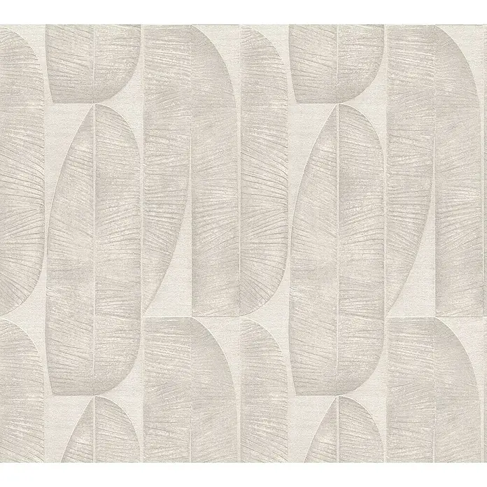 A.S. Création Stories of Life Vliestapete - Grau-Beige, Floral, 10,05 x 0,53 m - Abstraktes Muster mit Bögen und Linien in neutralen Farbtönen, ideal für moderne Wanddekoration und Textilien.