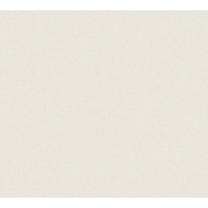 A.S. Création Jade 2 Vliestapete - Creme-Weiß, Uni, 10,05 x 0,53 m - Nahaufnahme eines hellen, strukturierten Stoffes. Die feine Webart sorgt für eine dezente, aber ansprechende Oberfläche. Ideal für Textilprojekte.