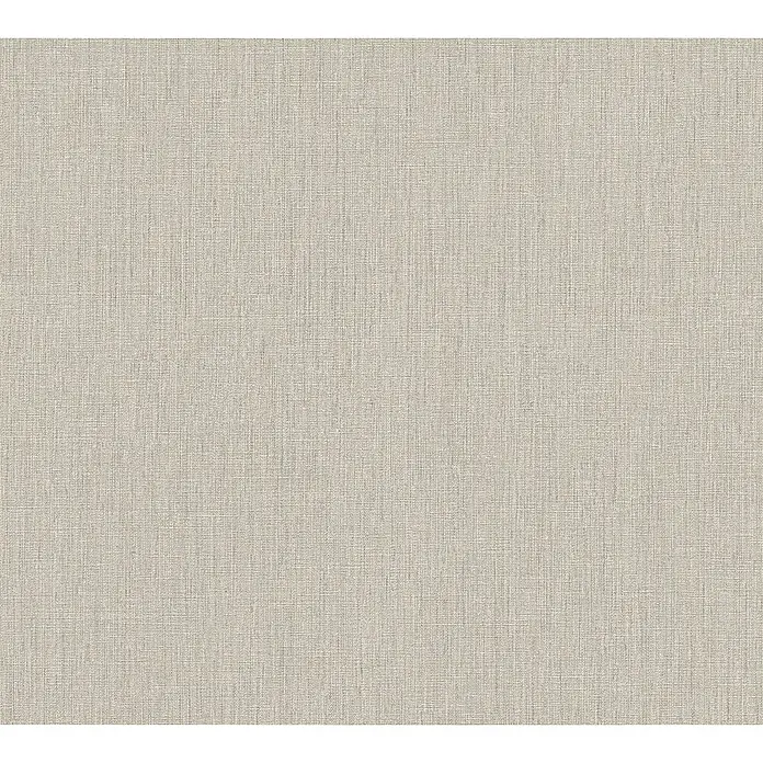 A.S. Création Stories of Life Vliestapete - Graubeige, Uni, 10,05 x 0,53 m - Nahaufnahme eines beigen Leinenstoffes, der eine feine und natürliche Textur für vielfältige Designprojekte bietet.